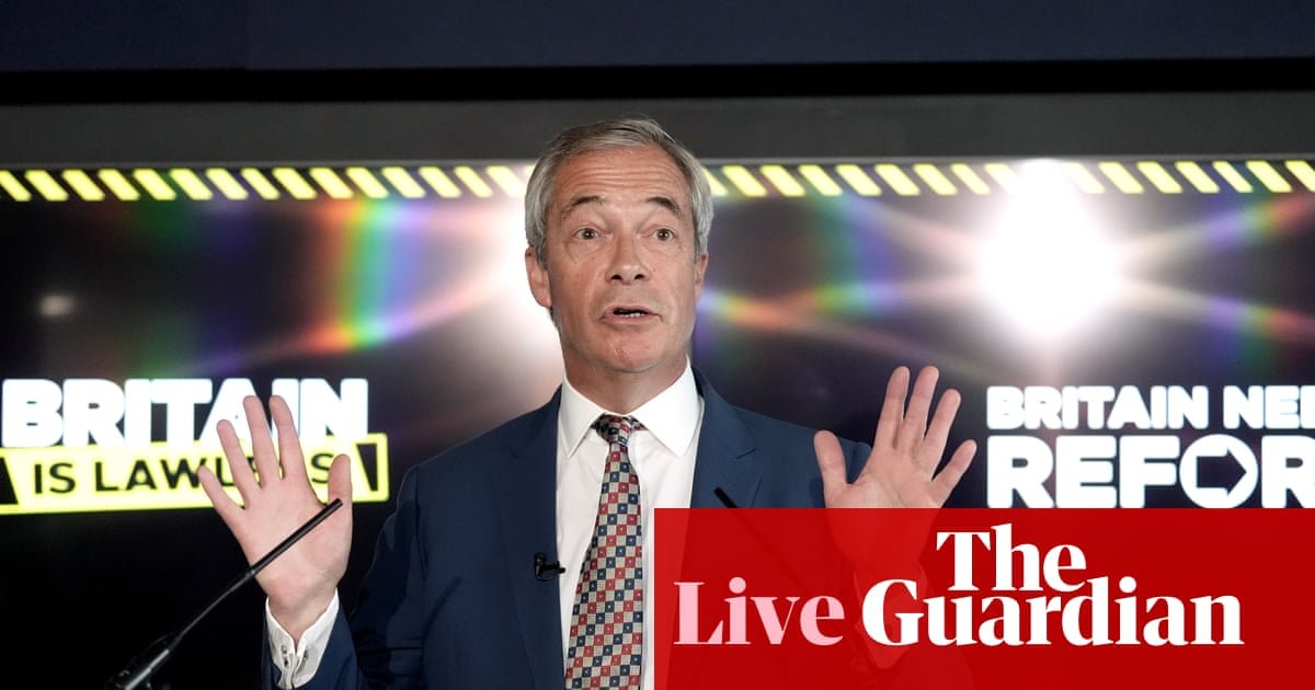 UK politics dwell: Farage pronounces defection of Leicestershire’s police and crime commissioner from Tories to Reform UK | Politics